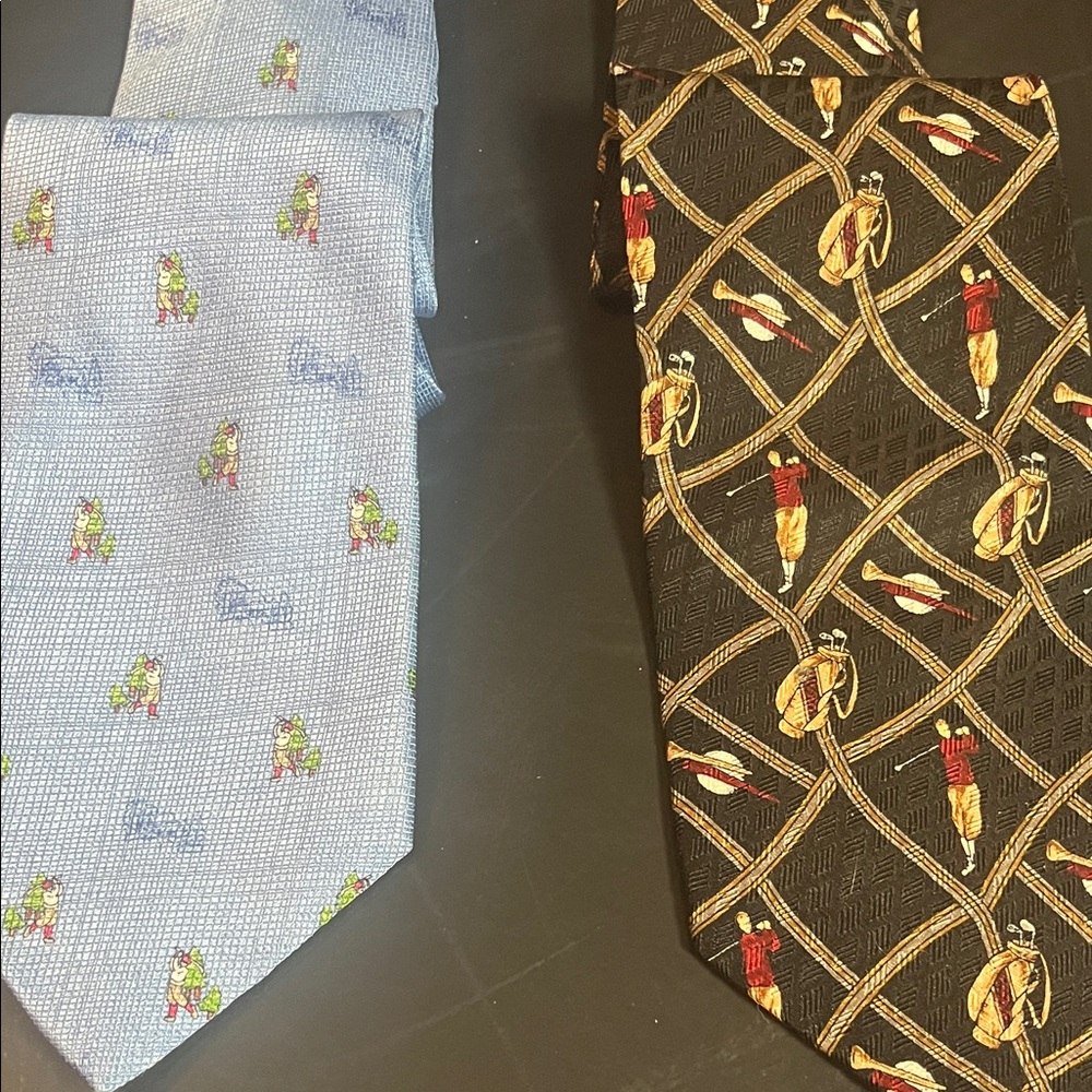 Men’s Pair Golf Ties Robert Stock 100% silk and Croft and Barrow